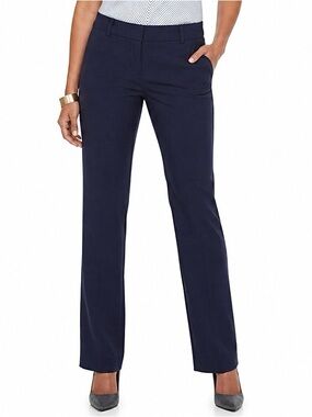 NEW Size 4 Apt. 9 Torie Dark Blue Mid Rise Straight Leg Business Office Pants